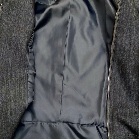 Calvin Klein Indigo Blue Fitted Zip Up Long Sleeve Peplum Lined Blazer Jacket 8 - Picture 9 of 11